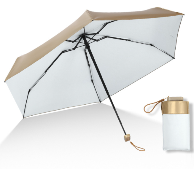 New titanium ultra-light sunscreen and UV protection flat six-fold umbrella small mini golden umbrella