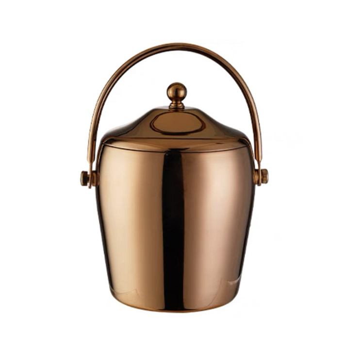 2023 Thickened Home Bar Beer Champagne 1.2L 2L Double Wall Stainless Steel Insulated Ice Bucket with Lid & Handle