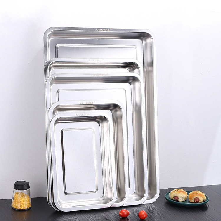 Hot Sales Induction Cooker Safe Food Grade 304 Stainless Steel Roasting Pan Baking Tray Pan for Turkey Fish