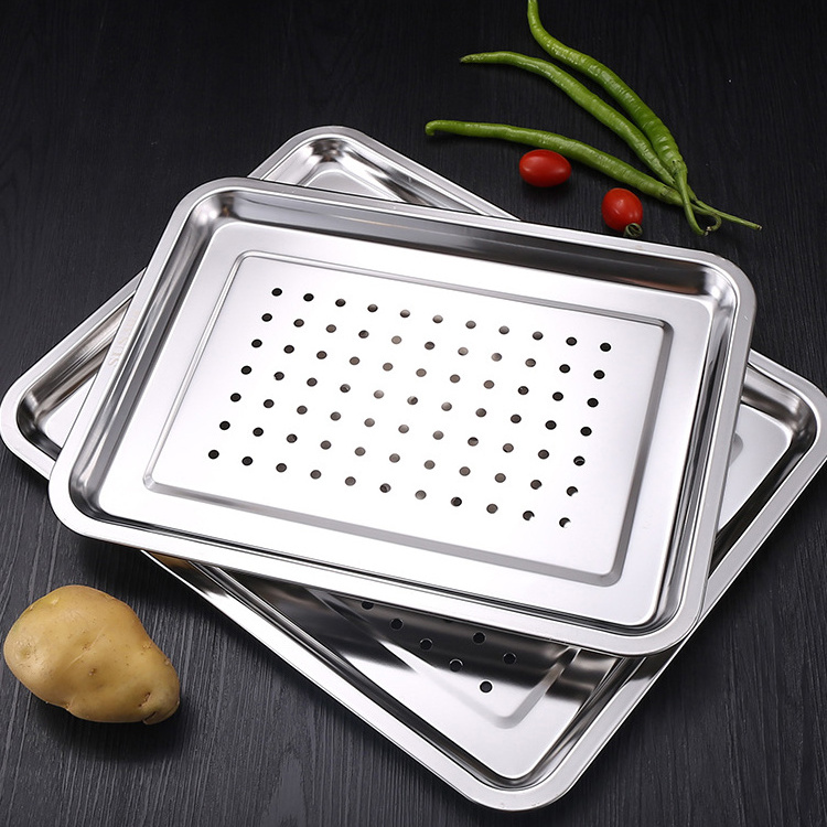 Hot Sales Induction Cooker Safe Food Grade 304 Stainless Steel Roasting Pan Baking Tray Pan for Turkey Fish