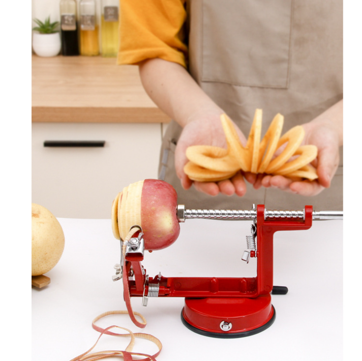 Commercial Apple Peeler and Corer Long Lasting Chrome Cast Iron with Countertop Suction Cup Fruit & Vegetable Corers slicer