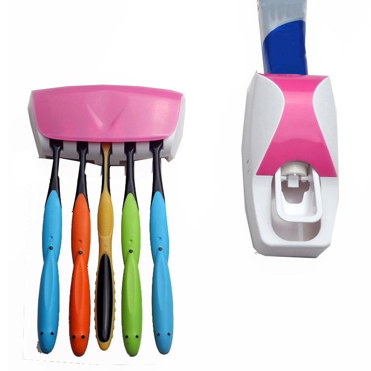 Hot Product Modern Bathroom Accessory Automatic Plastic Toothbrush Holder Toothpaste Dispenser Squeezer