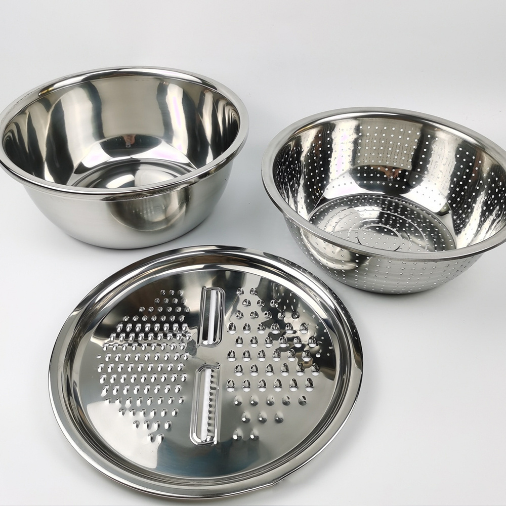 Hot Multifunctional Stainless Steel Basin Safe Slicer Chopper Drain Solid Basin With Filter/Grater/Bowl Vegetable Tool