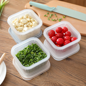 Stackable Fridge Storage Containers with Removable Drain Tray for Chopped Green Onion Ginger Garlic