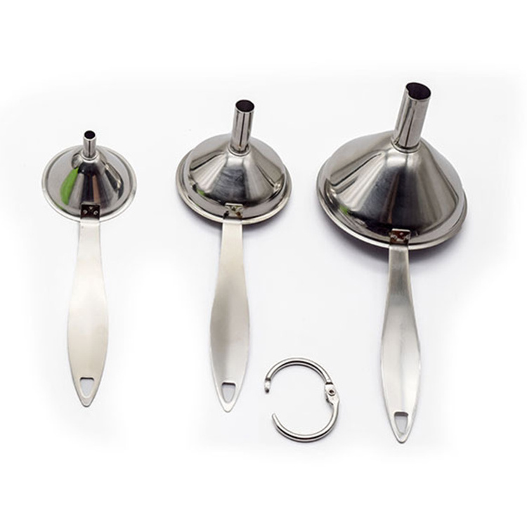 Kitchen Conical Separatory Funnel Suitable For Cooking oil/soy sauce/ alcohol/ grains 3pcs Stainless Steel Funnels