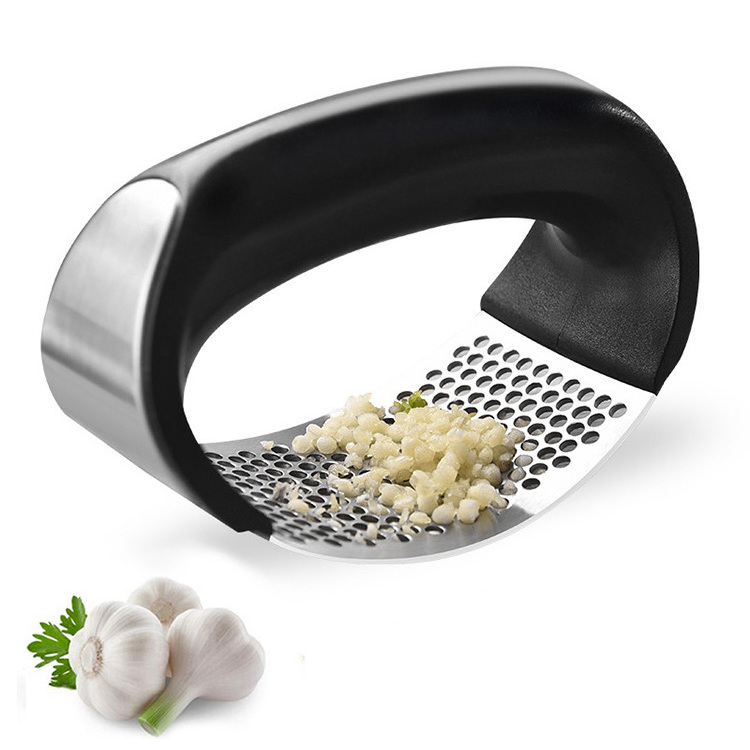 Stainless Steel Garlic Ginger Crusher Squeezer with Handle Include Garlic Peeler Rocker Clean Brush