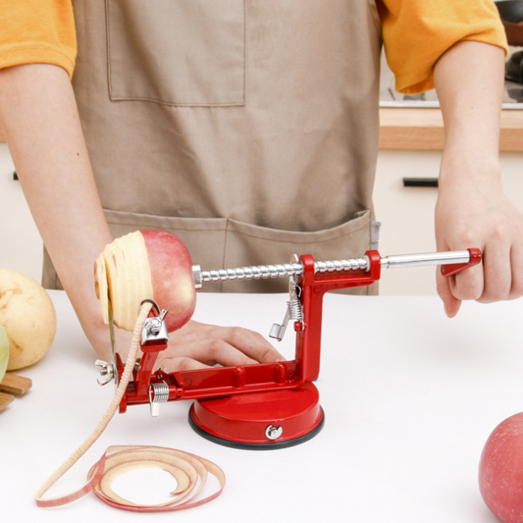 Commercial Apple Peeler and Corer Long Lasting Chrome Cast Iron with Countertop Suction Cup Fruit & Vegetable Corers slicer