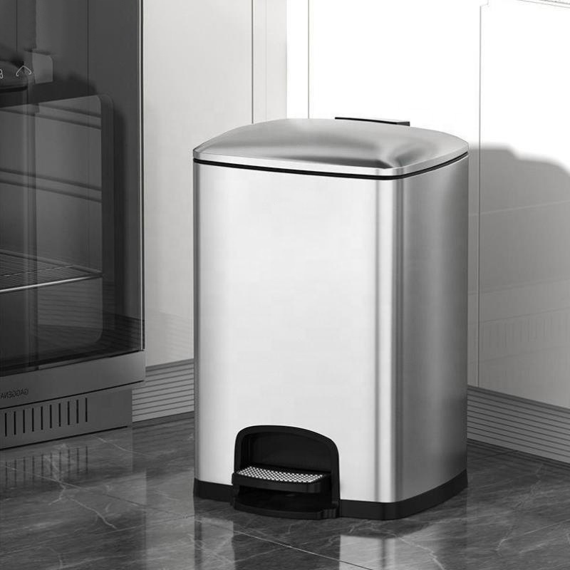 Leasylife household large capacity stainless steel trash can with soft cover foot anti-fingerprint Waste Bin