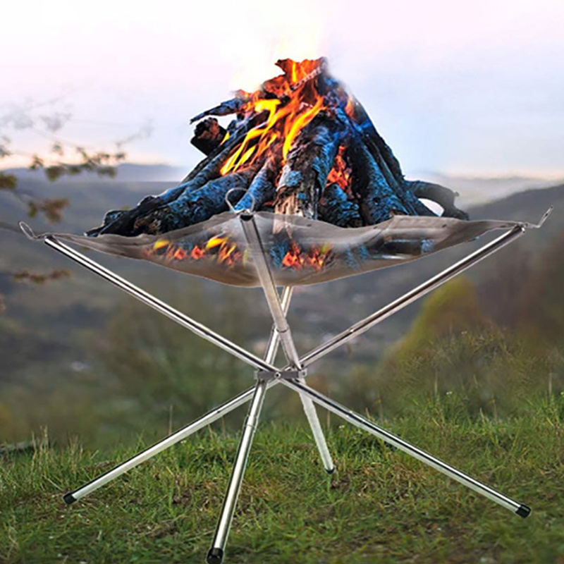 Leasylife Fire Pit  Firewood Bonfire Folding 304 Stainless Steel Barbeque Grill Stove Camping Travel Wood Stove Bonfire Stand