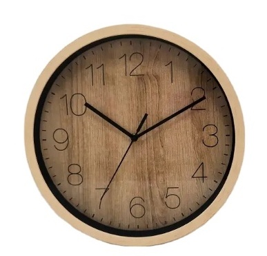 Modern Round Quartz wodeen Wall Clock with Temperature and Humidity