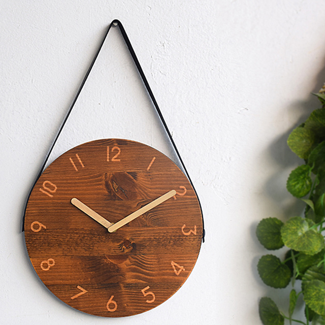 Novelty Design Solid Wood Art Decor Wall Watch Modern Blank Hanging Wall Clock