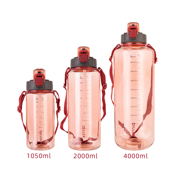 Low MOQ Plastic Bottle Water 2 Litre Water Bottle Gallon Water Bottle with Straw