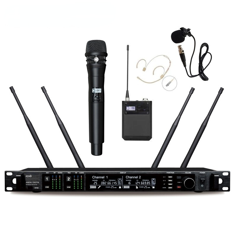 AD4D Digital UHF Wireless Stage Microfonoe True Diversity Dual Channel Mic KSM8 Handheld Lavalier Headset KSM9 Microphone