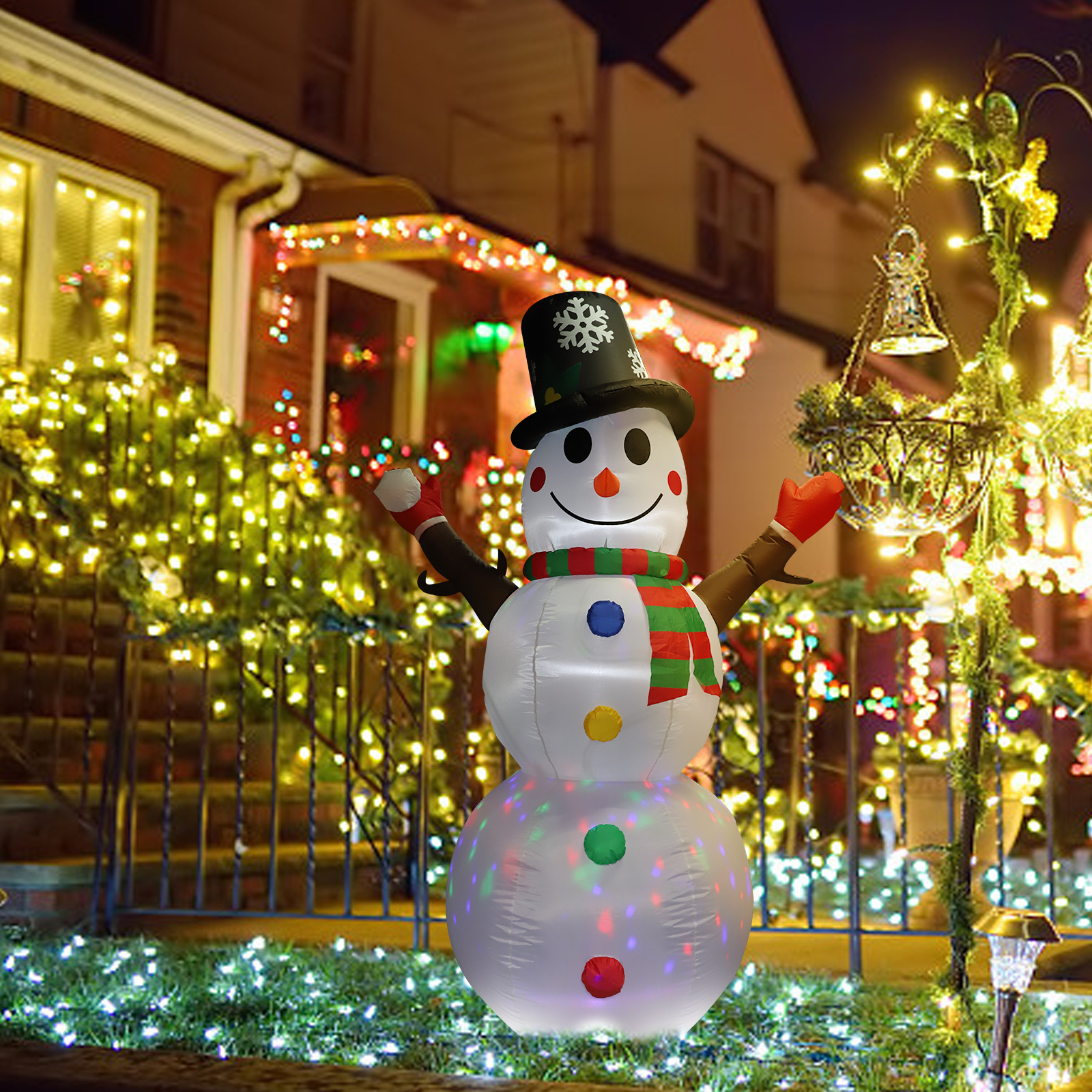 Animated Christmas Inflatable Snowman and penguin on Teeter Totter Outdoor Yard Decoration