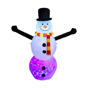 Snowman Decoration With 360 Degree Rotating Colorful Led Lights Christmas Decoration Blow Up For Indoor Outdoor Yard Garden