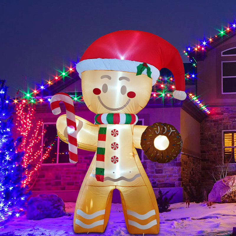 Christmas Inflatable Gingerbread, Blow Up Christmas Inflatables Outdoor Decorations with Build-in LEDs for Xmas