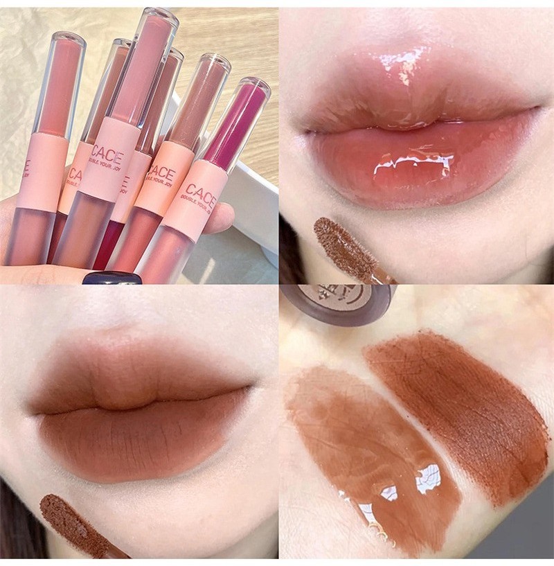 Hot-selling Dual-purpose Gray Pink Japanese Low-saturation Waterproof Mirror Matte Lipstick