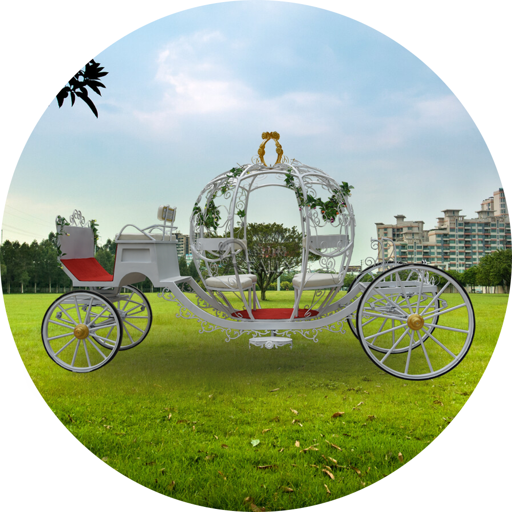 Luxury four wheels electric golden Royal coach/sightseeing horse carriage horse wagon for christmas