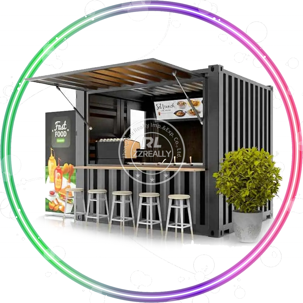 Customized Low Cost Container for a Pastry Shop Cafe Big Outdoor Portable Container Bar Kiosk with Seats