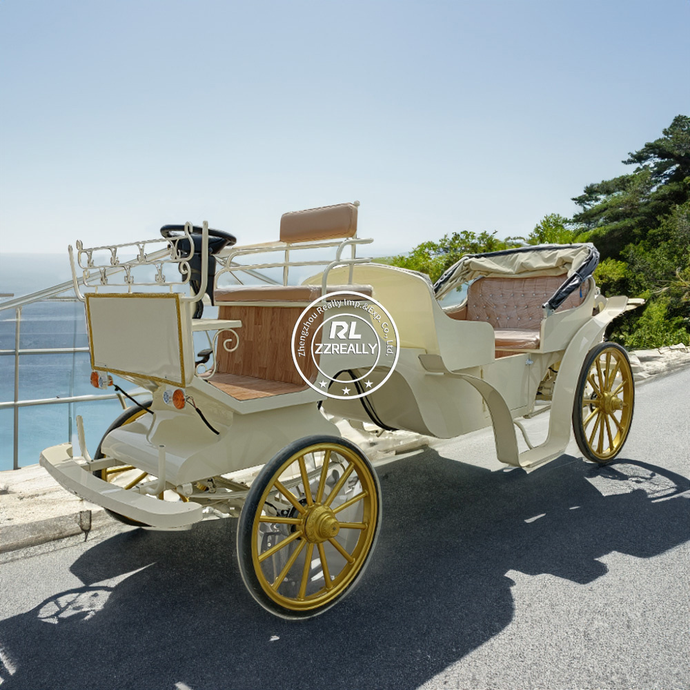 2024 Luxurious Queen's Royal Golden Horse Carriage Sightseeing Electric Horseless Carriage