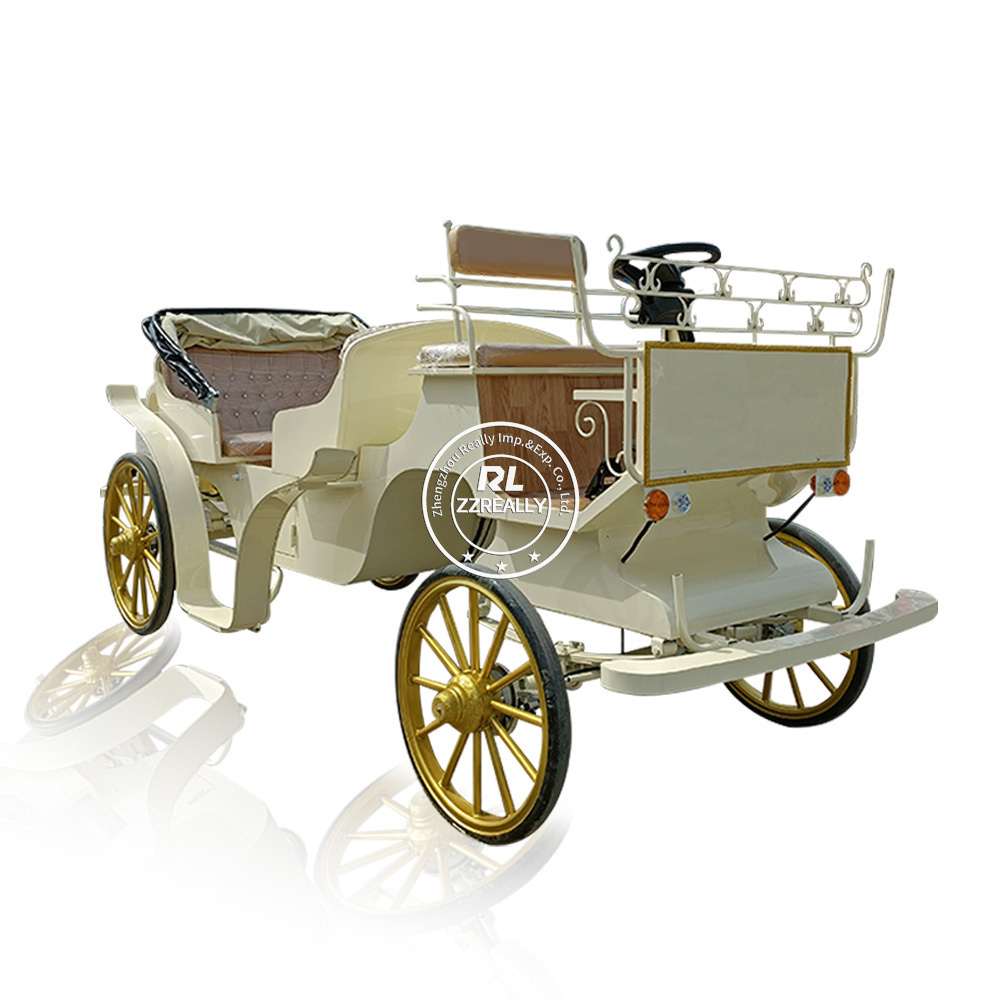 2024 Luxurious Queen's Royal Golden Horse Carriage Sightseeing Electric Horseless Carriage