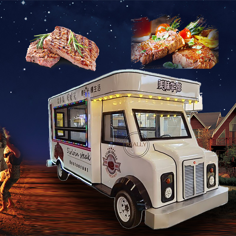 OEM Commercial Food Trucks Catering Drivable Fast Food Truck Mobile Outdoor Electric Snacks Carts with Deep Freezer