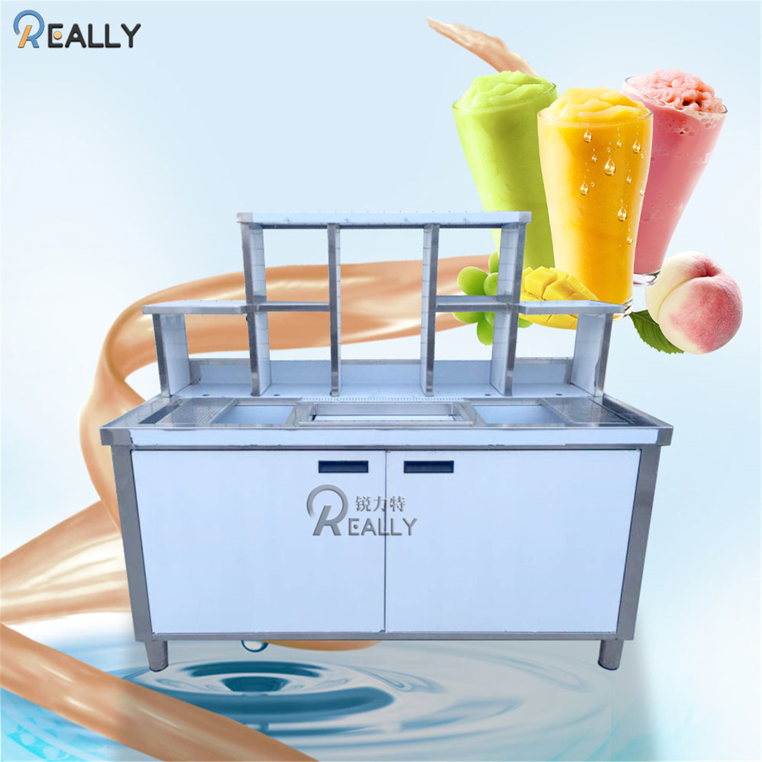 Stainless Steel Milk Tea Bar Counter For Bubble Tea Shop Customized Water Ice Salad Bar Refrigerator Work Table