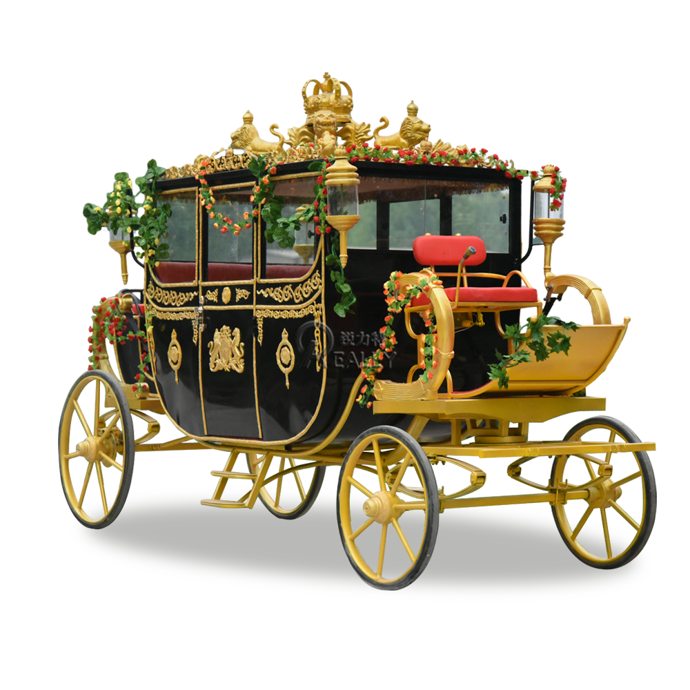 2024 2 Seats Gift Horse Carriage Electric Golf Car With Cargo For Sale European Royal Family Carriage