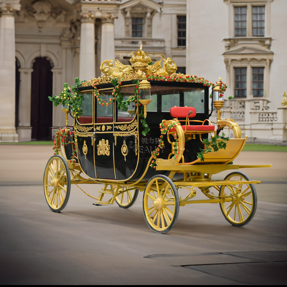 2024 2 Seats Gift Horse Carriage Electric Golf Car With Cargo For Sale European Royal Family Carriage