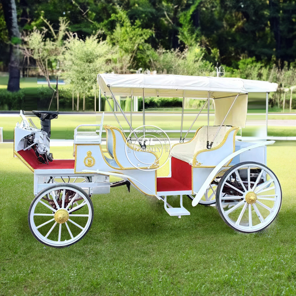 OEM Luxury Horse Cart Four Wheels Sightseeing Electric Royal Horse Carriage For Sale Can Customized Color And Logo