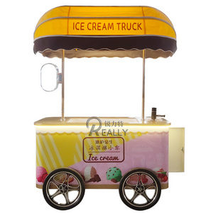 Ice Cream Push Cart Mini Gelato Display Freezer Ice Cream Gelato Cart With Bike