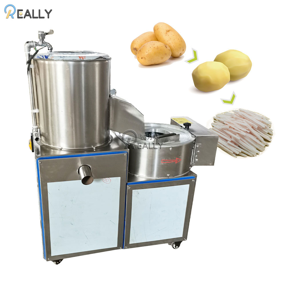 Commercial 3 in 1 Multifunction Potato Peeling and Cutter Machine Automatic Peeler Slicing Potato Chips Cutter