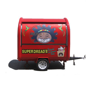 Stainless Steel Mobile Food Cart Flower Towing Fast Food Cart Fully Equipt Bbq Mini Food Trailer With Wheels & Fryers