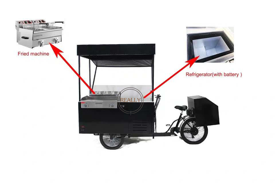 OEM Reverse Riding 3 Wheel Food Bike For Takeaway Mobile Sale Trike for Adults Pedal Tricycles Snack Electric Bicycle