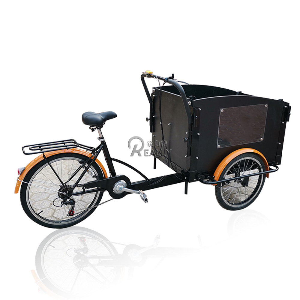 Electric Cargo Bike Trailer Frame Tricycle Tracks Bicycle With Cabin Heavy Load