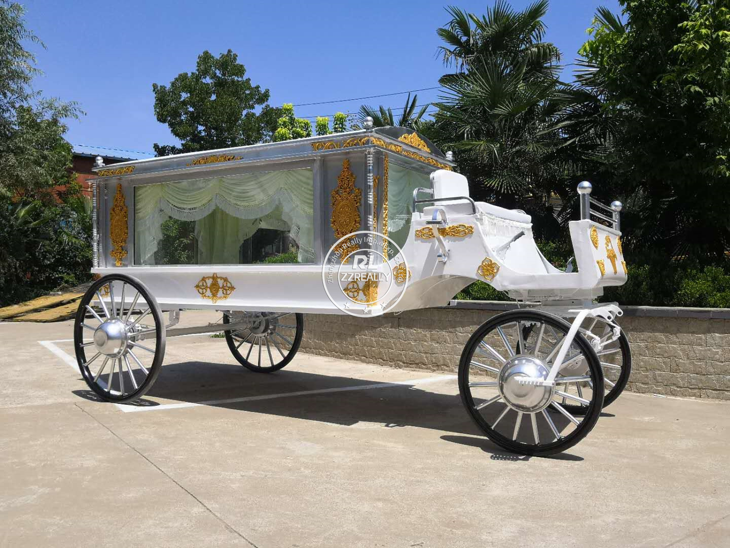 Customized Casket Chariot Horse Hearse Funeral Horse Drawn Carriage Electric Funeral Vehicle Carriage