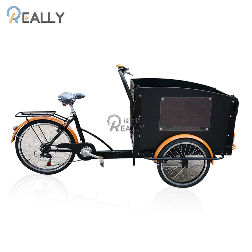 Electric Cargo Bike Trailer Frame Tricycle Tracks Bicycle With Cabin Heavy Load