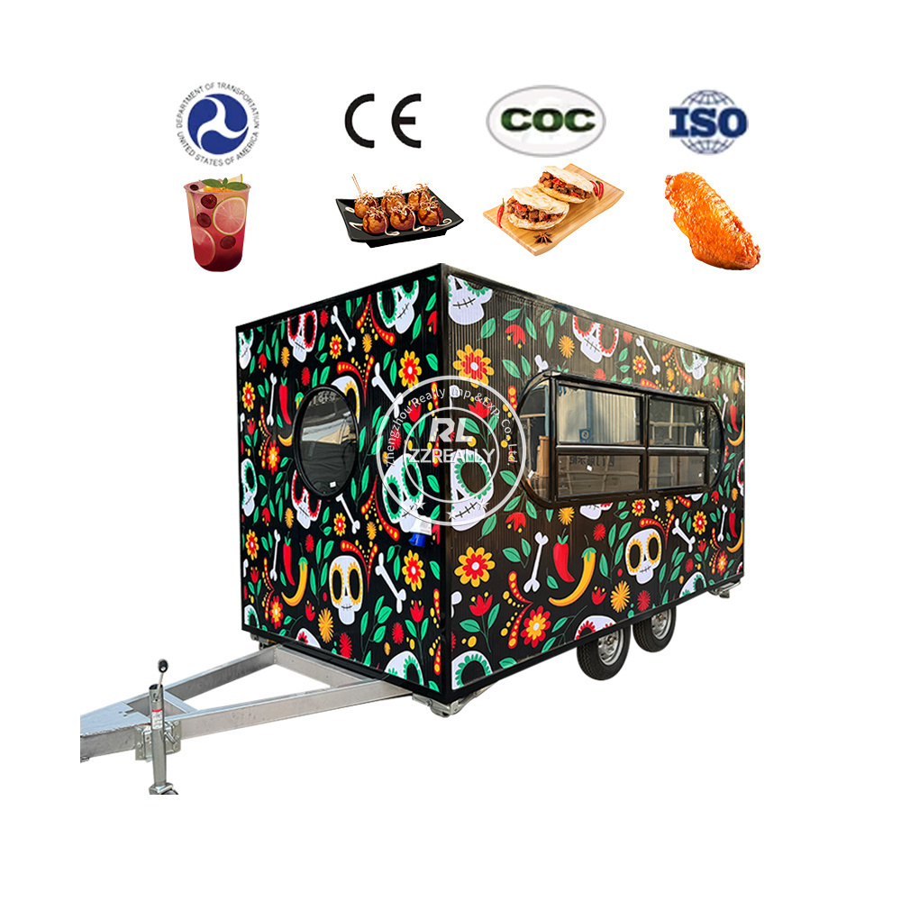 2024 Luxury Multifunction Vending Cart Big Mobile Food Trailer Food Truck With Full Kitchen Mobile Kitchen Hotdog BBQ Food Trail