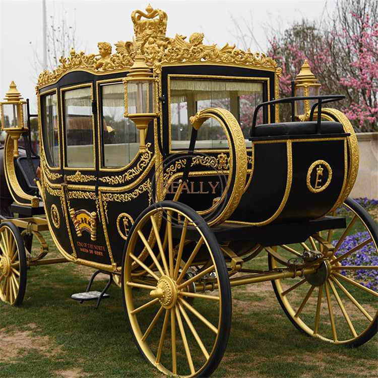 OEM Royal Horse Carriage Two Big Wheels Garden Cart Operated Customized Shape OEM Pumpkin Style Carriages For Sale