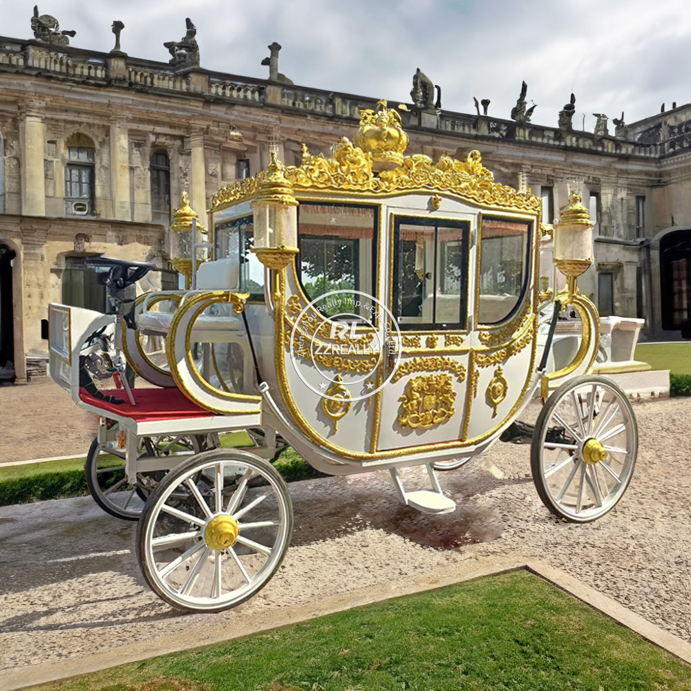 2024 Sightseeing Luxury Sightseeing For Park Horse Carriage Hot Selling Luxury Four Wheels Royal Horse Carriage Manufacturer