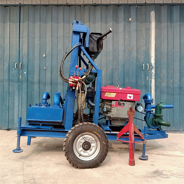 22HP Portable Water Hole Drilling Machines Diesel Engine Deep Hydraulic Well Drilling Rig For Water Swivel Digger Machinery