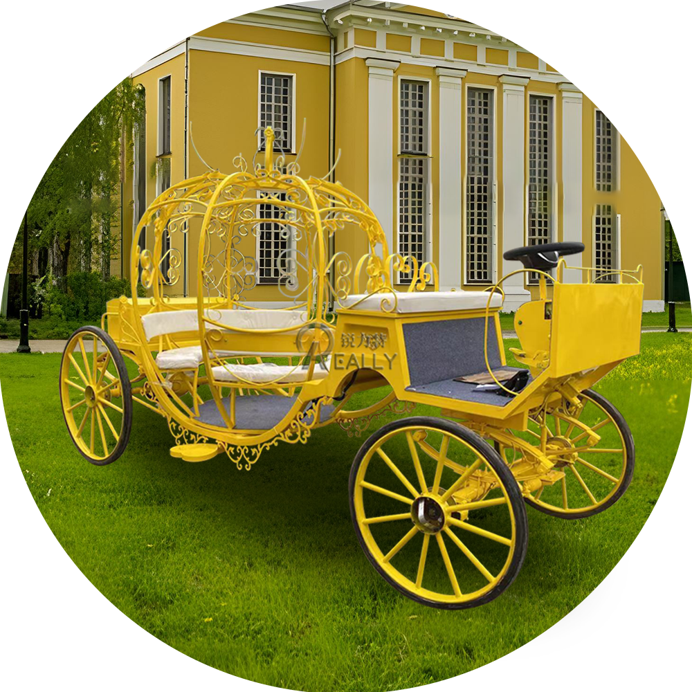 2024 Hot Selling English Style Metal Pumpkin Carriage Electric Vehicle Horse Carriage Carriages For Sale