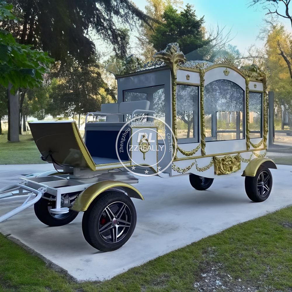 2024 High Quality Chariot Horse Drawn Hearse For Sale Electric Horse Hearse Manufacturer White Horse Drawn Hearse