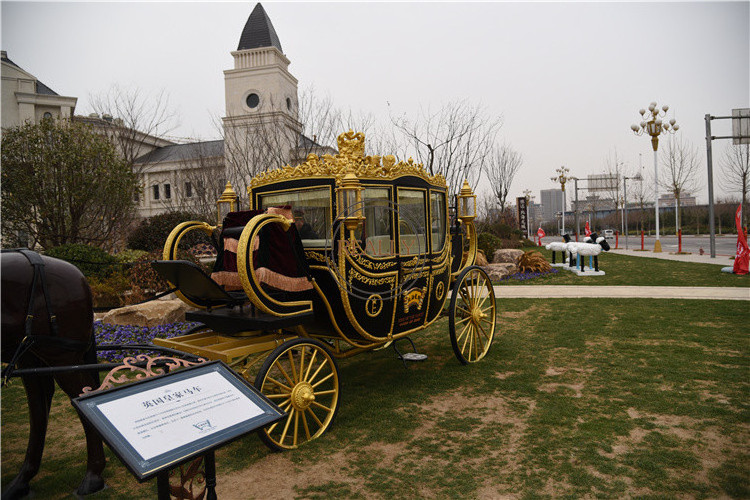 OEM Royal Horse Carriage Two Big Wheels Garden Cart Operated Customized Shape OEM Pumpkin Style Carriages For Sale