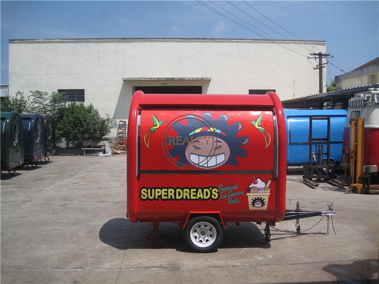 Stainless Steel Mobile Food Cart Flower Towing Fast Food Cart Fully Equipt Bbq Mini Food Trailer With Wheels & Fryers