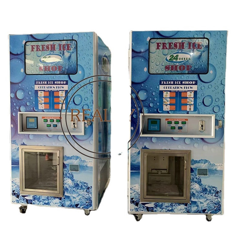 450kg/day 24 Hours Automatic IC Card Pure Ice Water Vending Machine Automatic Bagging And Bulk Sell Outdoor Ice Vending Machine