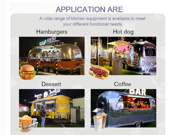 Fully Equipped Mobile Food Truck Purchase For Sale In Usa Customized Airstream Mobile Coffee Ice Cream Fast Food Trailer