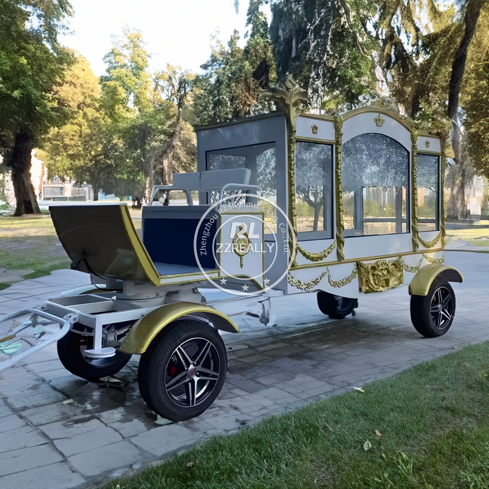 2024 High Quality Chariot Horse Drawn Hearse For Sale Electric Horse Hearse Manufacturer White Horse Drawn Hearse