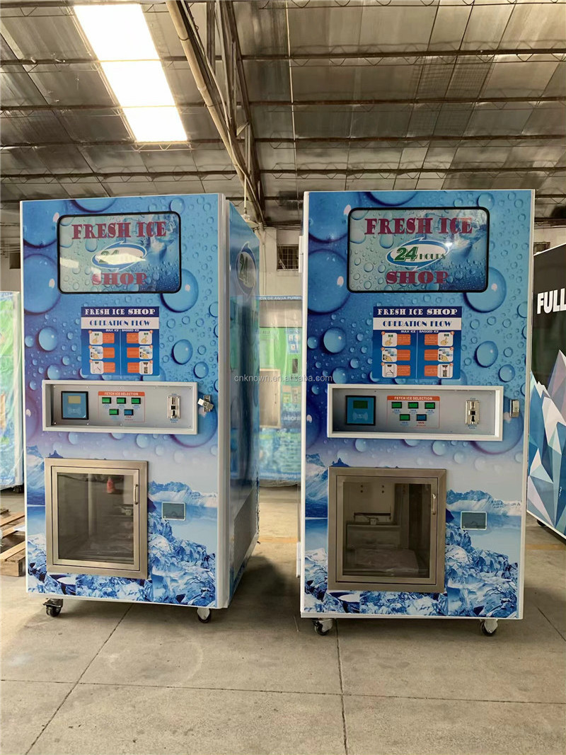 450kg/day 24 Hours Automatic IC Card Pure Ice Water Vending Machine Automatic Bagging And Bulk Sell Outdoor Ice Vending Machine