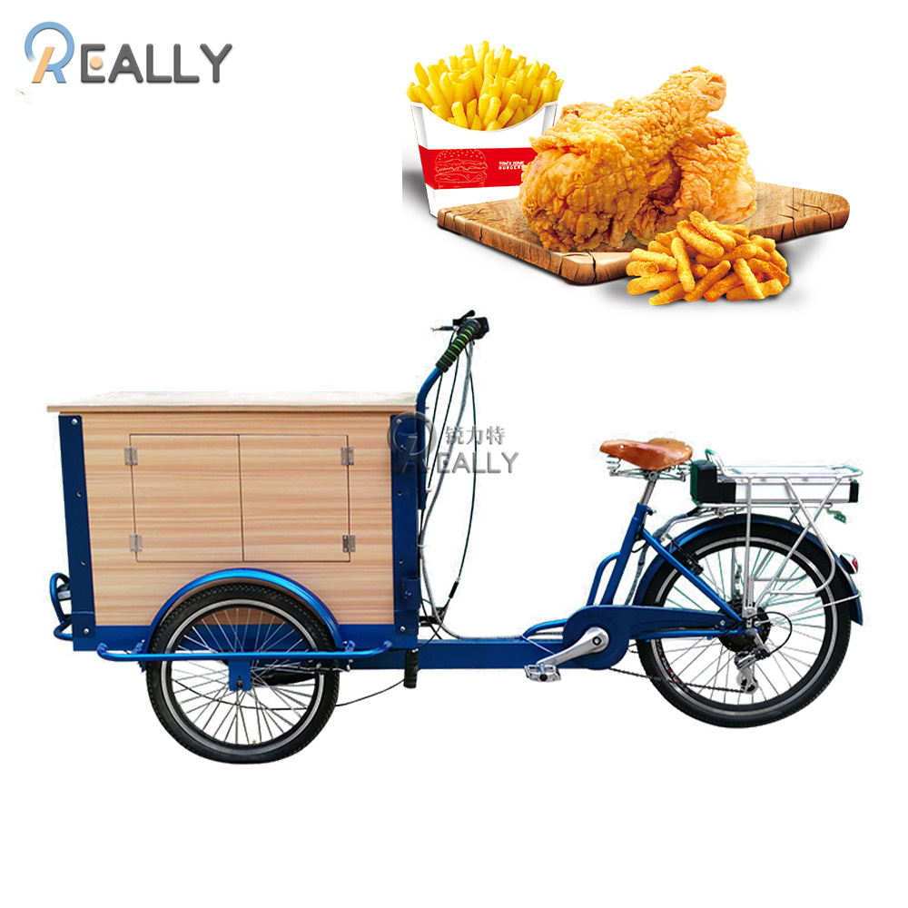 Best Mobile Electric Cargo Bike Trailer 3 Wheel Tricycle with Front Basket Food Bicycle Coffee Bread Bike